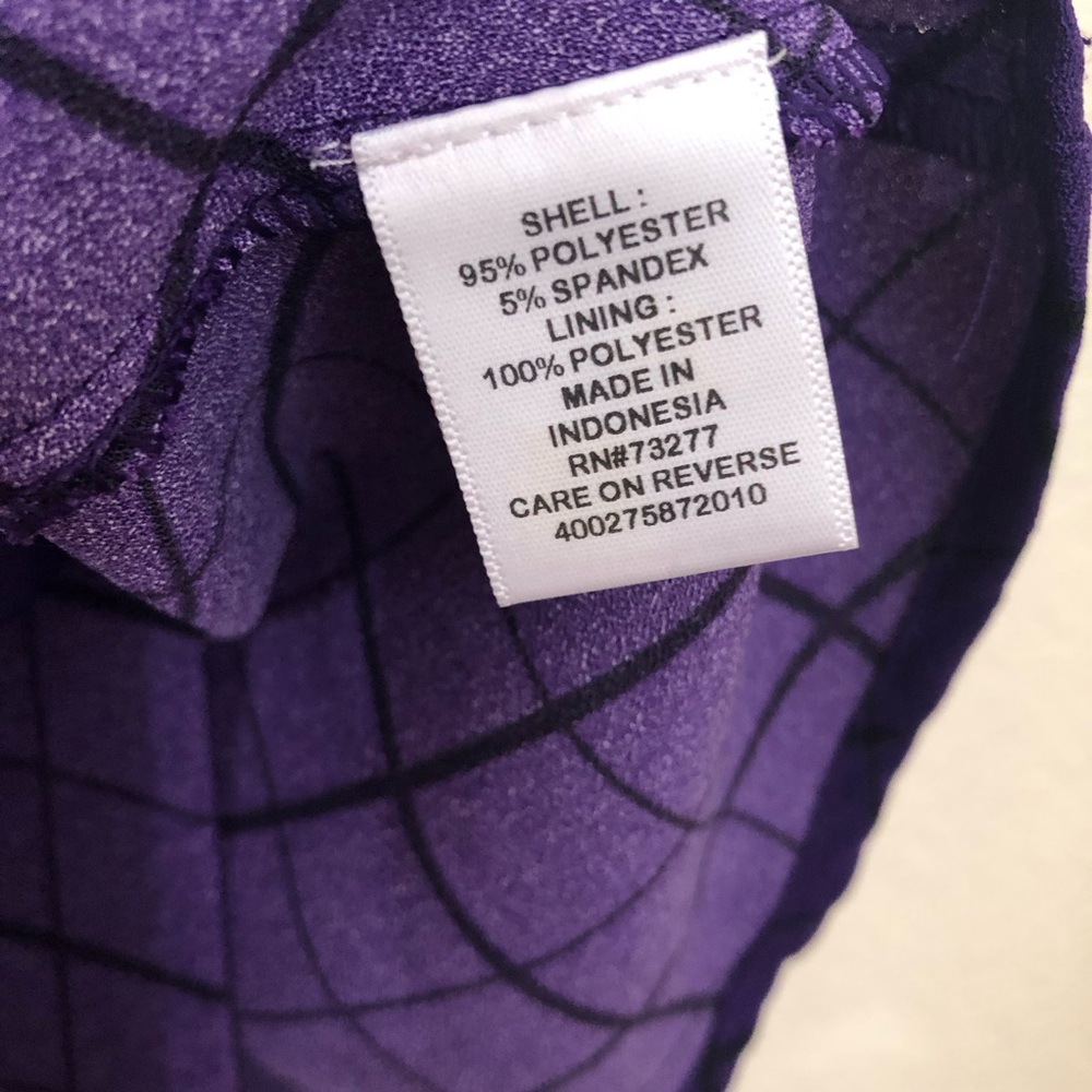 ELLE Womens Medium Sleeveless Peplum Asymmetrical Top Blouse Purple Checkers NWT - Picture 15 of 16